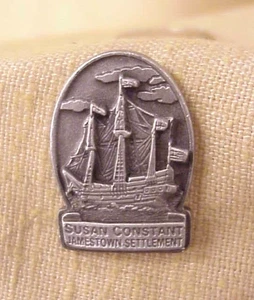 Susan Constant Bicast Publishing Pewter Jamestown Settlement Hat Lapel Pin - Picture 1 of 2