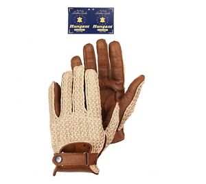 Driving Leather Gloves Men's Crochet Top Deerskin Palm