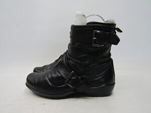 ROMIKA Womens Size 38 EUR Black Leather Slouch Zip Buckle Ankle Fashion Boots