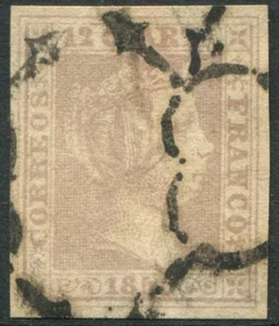 España / Clasico 1850-1900 Bonito sello, araña negra / 4 Margenes / Firmado - Bild 1 von 2