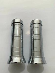 CUSTOM Bicycle Grips CHROME w/LINES Lowrider Beach Cruiser Bikes - Picture 1 of 2