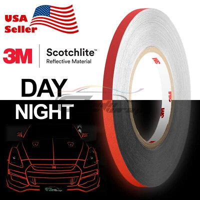 3M Red Reflective Tape Safety Self Adhesive Striping Sticker 150FT Roll 1Cm