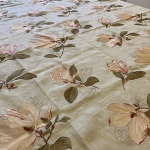 embroidered linen fabric remnant - Picture 1 of 2