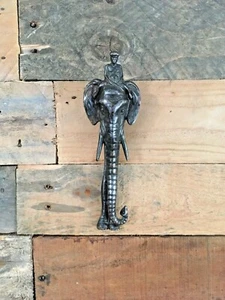 BEAUTIFUL ANTIQUE CAST METAL AFRICAN ELEPHANT MAHOUT DOOR KNOCKER / NUT CRACKER - Picture 1 of 12