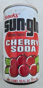 Lata de refresco vintage de los 80, Brooks Sun Glo Cherry, Holanda, Michigan, 12 oz - Imagen 1 de 6