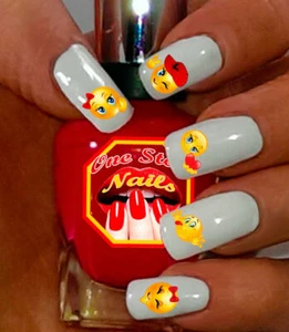 Emoji Nail Art Decals. Nail Decals with Smiley Faces and Hearts.ESF003-43 - Picture 1 of 3