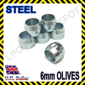 SET 6mm Olive ACCIAIO Raccordi Compressione Gas Qualità Tubo GPL CNG Auto - Foto 1 di 1