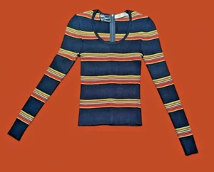 Camiseta térmica acanalada ajustada delgada vintage años 70 CRISSA LINEA ITALIANA XS S 4B - Imagen 1 de 11