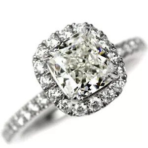 Harry Winston Pt950 Cushion Cut Diamond Ring 1.01 CT F VS1 EX/VG Micro Pave Pink - Picture 1 of 6