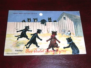 ORIGINAL LOUIS WAIN SIGNED CAT POSTCARD - MANY A SLIP, VALENTINES. - Picture 1 of 2