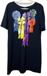moschino Boutique dress US 10 Blue Bows Short Sleeve Aeffe Spa Casual Shirt Styl - Picture 1 of 8