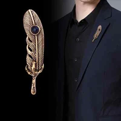 Hollow Feather Brooch Lapel Pin for Men - Stylish Gift for Father’s Day USA - Image 1 of 4