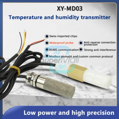 Sensore temperatura e umidità DC 5V-28V sonda impermeabile RS485 MODBUS RTU - Immagine 1 di 4