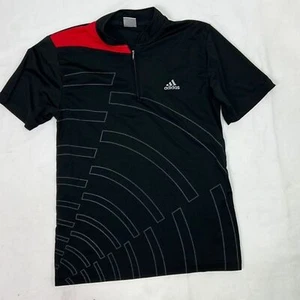 Adidas Herren Sport T-Shirt Activewear Sport schwarz Seide Reißverschluss Large #1004 - Bild 1 von 7