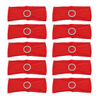 10x Red Chair Sash Elegant Style Polyester Rhinestone Buckle Slide Chair Cover♪