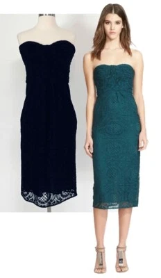 $1995 BURBERRY LONDON Sonya Strapless Lace Midi Dress Sz US 12 UK 14 EU 46 NWT - Image 1 of 4