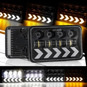 Pair 4x6" LED Headlights Hi/Lo Beam Headlamps For Kenworth T800 T400 T600A W900 - Picture 1 of 12