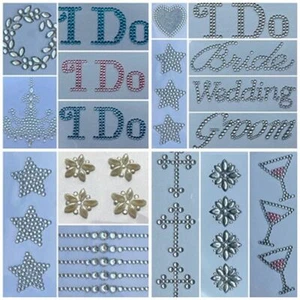 Wedding Diamante Rhinestone Stick on Self Adhesive Embellishment Gems Hearts - Picture 1 of 28