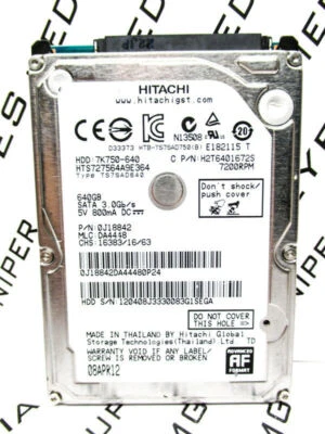 Hitachi 640GB HTS727564A9E364 SATA 0J18842 Laptop DA4448 HardDrive WIPED&TESTED! - Image 1 of 2