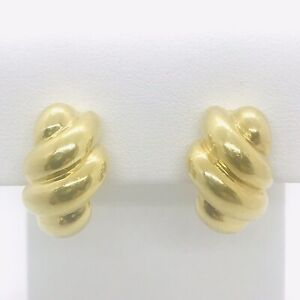 Shrimp 18K  750 Yellow Gold Omega Clip Pierced Earrings