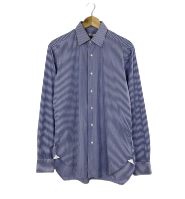 Mens BARBA NAPOLI Shirt Long Sleeve Striped Blue Cotton Size 15-3/4 - Image 1 of 4
