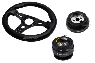 NRG 320mm Sniper Leather Steering Wheel BK St CF S 170H Hub Gen2 Black Release b - Image 1 of 4