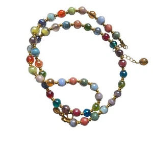Venetian Murano Multi-color Hand-strung Glass Bead Necklace SIGNED - Picture 1 of 10