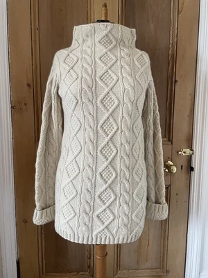 JOSEPH Ladies Pure Cashmere Hand Knitted Jumper. Cream. Chunky Knit. M. 12. VGC! - Image 1 of 4