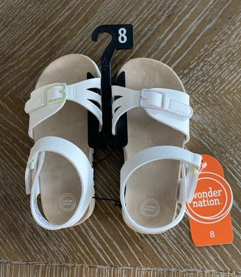 Sandalias con hebilla y punta abierta Wonder Nation para niñas pequeñas zapatos ajustables talla 8 Foto 1 de 4