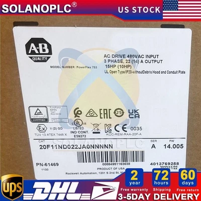 Unidad de CA PowerFlex 753 refrigerada por aire 20F11ND022JA0NNNN AB ENVÍO GRATUITO EE. UU. Impuestos gratuitos Foto 1 de 4