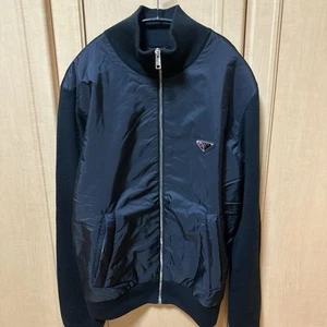 Prada Zip-Up Nylon Wool Knit Jacket - Picture 1 of 6