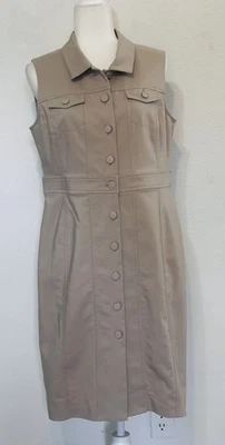 Calvin Klein Size 12 Collared Button Front Dress Sleeveless Career Old Money - Image 1 of 4