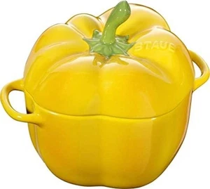 Staub paprika cocotte 12cm yellow ceramic heat resistant pottery microwave F/S - Imagen 1 de 6