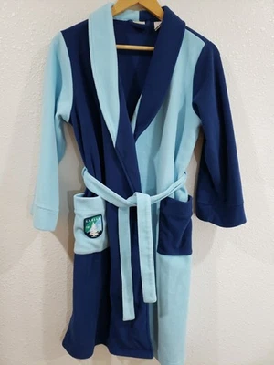 Vintage LL Bean Fleece Robe Kids Child Color Block Blue 10/12 Embroidered Patch  — 第 1/4 张图片