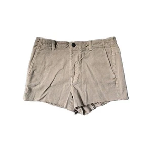 New Zara The New Mid Rise Bermuda Denim Raw Hem Khaki Shorts Size M - Foto 1 di 3
