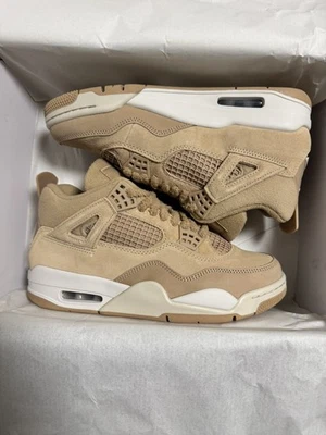 Size UK 5 - Nike Air Jordan 4 Retro Cozy Girl Light Orewood Brown Hemp White  - Image 1 of 4