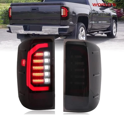 Conjunto de luces traseras LED aptas para Chevy Silverado 2014-2018 negro lado izquierdo+derecho Foto 1 de 4