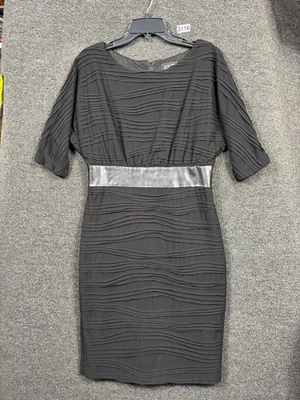 Adrianna Papell Midi Sheath Dress Womens Size 10 Black 3/4 Sleeve Party Cocktail - Image 1 of 4