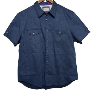 JACHS New York Men's XL Navy Blue Dotted Short Sleeve Button Up Shirt - Picture 1 of 7