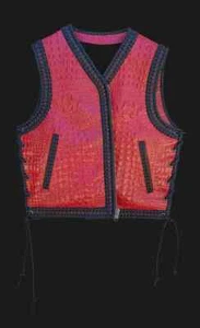 Hunt Club Style Men's Red Gator Leather Vest Motorcycle Biker Concealed Carry - Picture 1 of 3