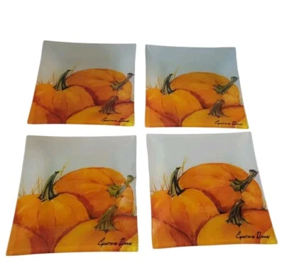 Cynthia Dunn Pumpkin Appetizer Plates Set Of 4 Fall Holloween Harvest - Image 1 of 4