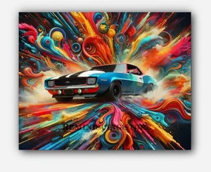 Chevrolet Camaro RS 1969 Picture abstract Art splashes of paint #1 Reprint - Picture 1 of 3