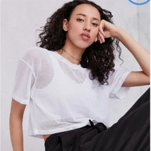 Sheer Mesh White Short Sleeve Crop Top Truly Madly Deeply Small - Picture 1 of 5