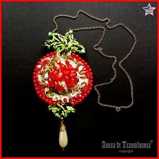 Pomegranate Jewelry Necklace Pendant Amulet Luxury Charm Passion Fruits Beaded
