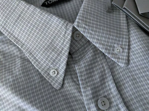 NUEVO CON ETIQUETAS $675 TOM FORD Camisa de Vestir Algodón a Cuadros Beige 15.75/40 Suiza - Imagen 1 de 4