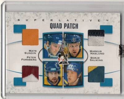 2007-08 In The Game Superlative Quad Patch Fall Expo Forsberg Salming Sundin 1/1 - Image 1 of 2