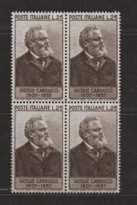 1957 ITALY 50th Death Anniversary of Giosuè Carducci QUARTINA MNH** - Picture 1 of 1