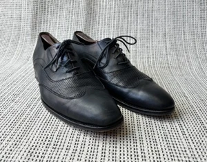 Mercanti Fiorentini Mens 10.5M Black Leather Oxford Dress Shoes Lace Up Wingtip - Picture 1 of 24