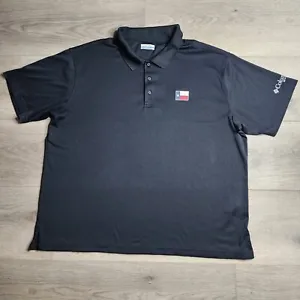 Columbia PFG Texas Flag Black Fishing Short Sleeve Polo Shirt 2XL - Picture 1 of 7