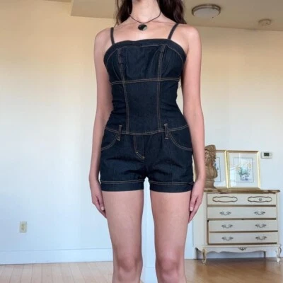 Mameluco vaquero lavado oscuro vintage y2k S Foto 1 de 4